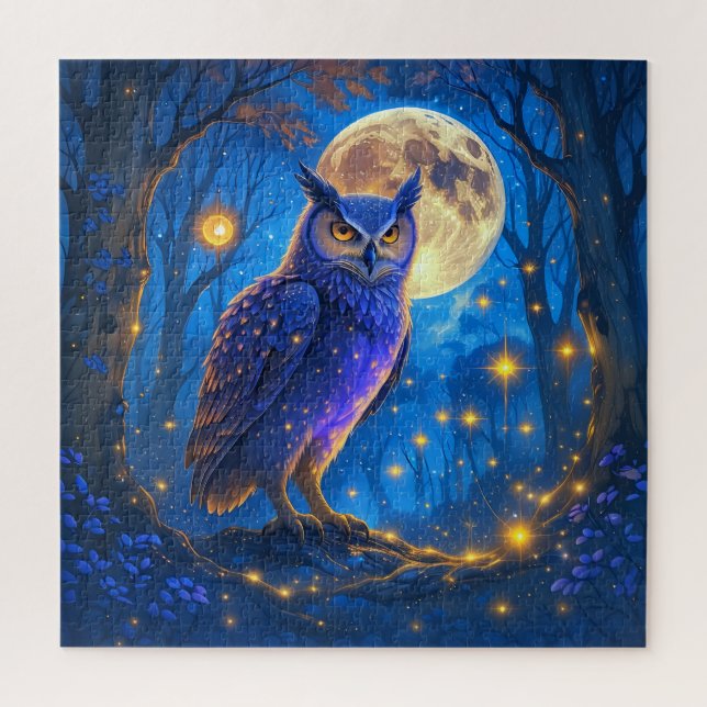 Moonlight Forest Spirits – Enchanted Owl Puzzle Un (Vertical)