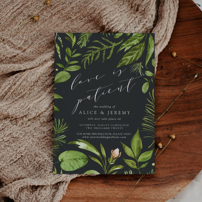 Moonlight Garden Love Is Patient Postponed Wedding Invitation (Creator Uploaded)