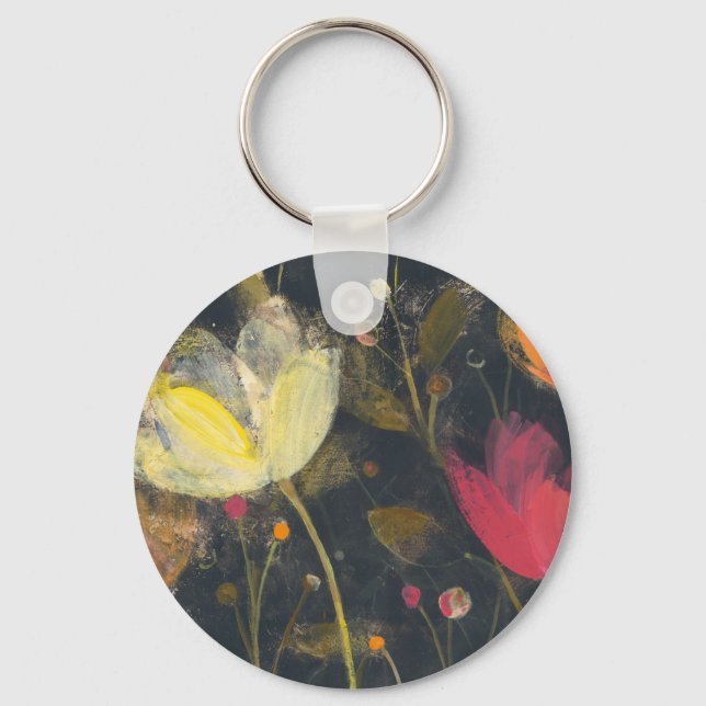 Moonlight Garden on Black Keychain (Front)