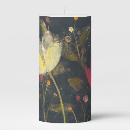 Moonlight Garden on Black Pillar Candle