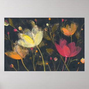 Moonlight Garden on Black Poster