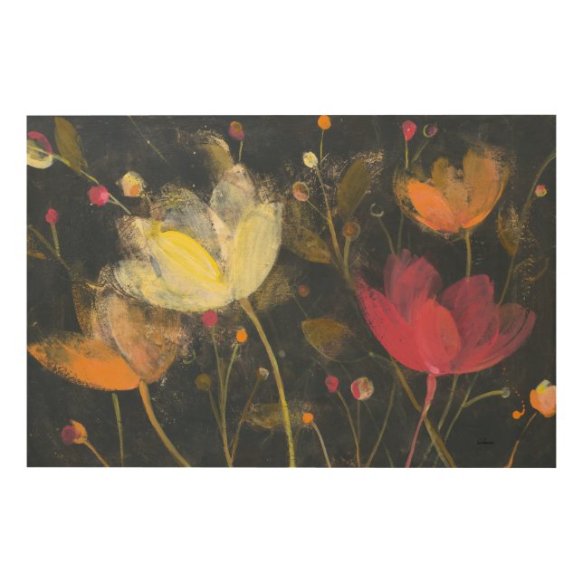 Moonlight Garden on Black Wood Wall Art (Front)