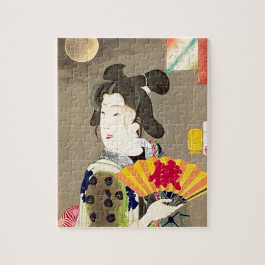 Moonlight Geisha Japanese Woodblock Ukiyo-e Jigsaw Puzzle | Zazzle.com