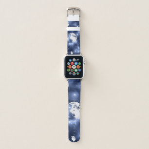 Moonlight Glow   Moon Phases in Sky Clouds Apple Watch Band