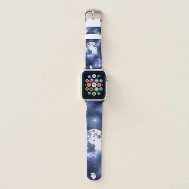 Moonlight Glow | Moon Phases in Sky Clouds Apple Watch Band (Front)