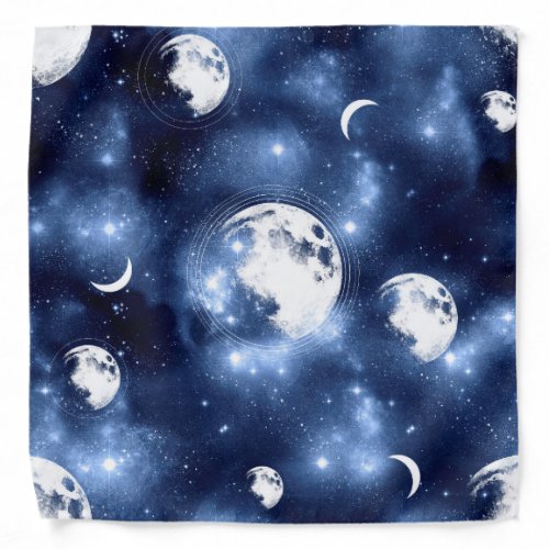Moonlight Glow  Moon Phases in Sky Clouds Bandana