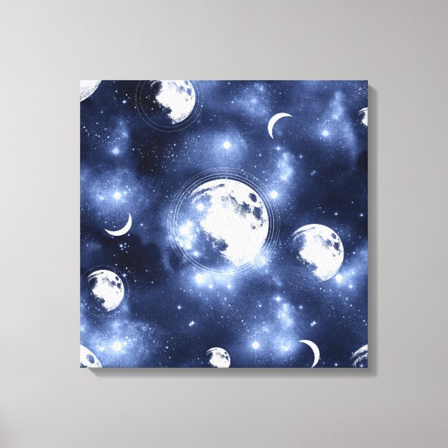 Moonlight Glow | Moon Phases in Sky Clouds Canvas Print (Front)