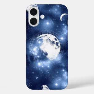 Moonlight Glow   Moon Phases in Sky Clouds iPhone 16 Plus Case