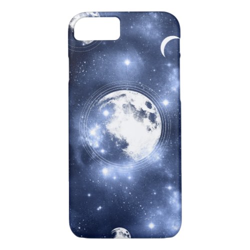 Moonlight Glow  Moon Phases in Sky Clouds iPhone 87 Case