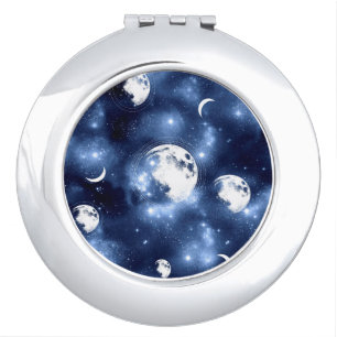 Moonlight Glow   Moon Phases in Sky Clouds Compact Mirror
