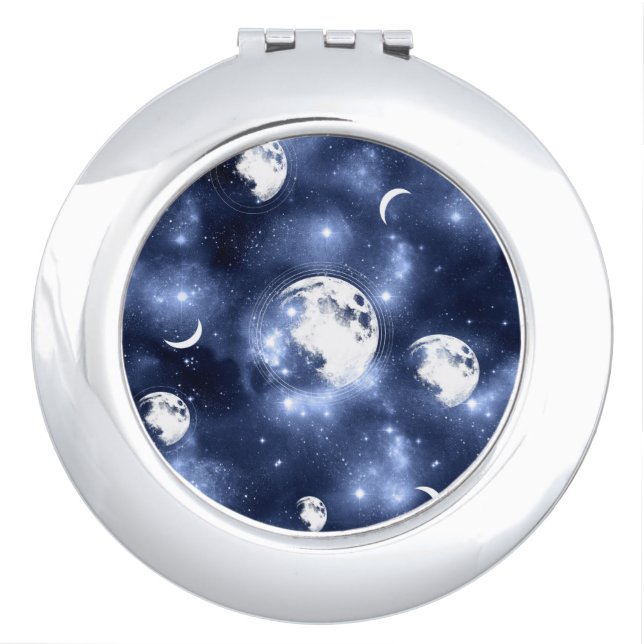 Moonlight Glow | Moon Phases in Sky Clouds Compact Mirror (Front)