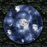 Moonlight Glow | Moon Phases in Sky Clouds Dart Board<br><div class="desc">Haunted moonlight glow. Mysterious and eye catching hand-painted night sky featuring a gorgeous seamless pattern of moon phases (full,  waning,  waxing,  crescent) in a fluff of spooky clouds casting a daring glow. For customizations or other colors,  please visit JustFharryn store @ Zazzle or contact the designer c/o fharryn@yahoo.com #zazzlemade</div>