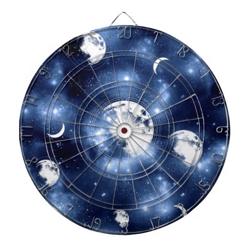 Moonlight Glow  Moon Phases in Sky Clouds Dart Board