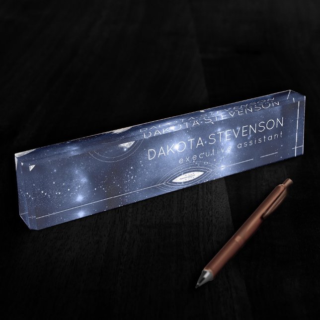 Moonlight Glow | Moon Phases in Sky Clouds Desk Name Plate (Creator Uploaded)