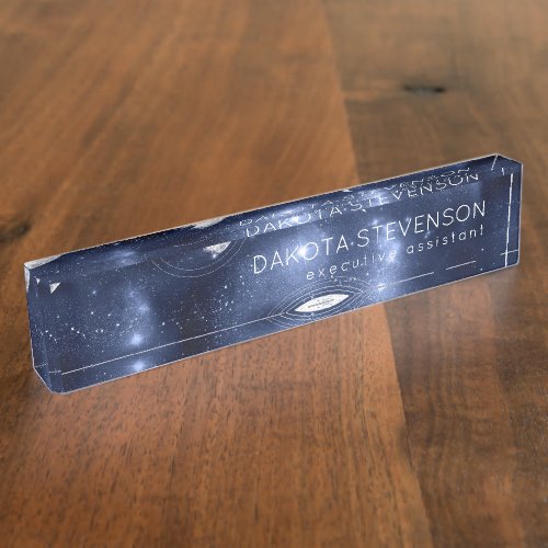 Moonlight Glow  Moon Phases in Sky Clouds Desk Name Plate
