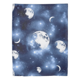 Moonlight Glow Moon Phases in Sky Clouds Duvet Cover
