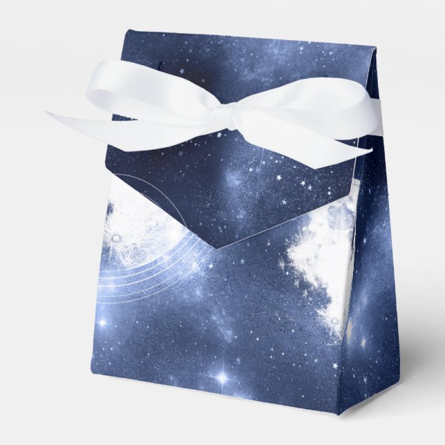 Moonlight Glow | Moon Phases in Sky Clouds Favor Boxes (Front Side)