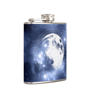 Moonlight Glow Moon Phases in Sky Clouds Flask