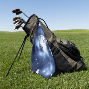 Moonlight Glow   Moon Phases in Sky Clouds Golf Towel