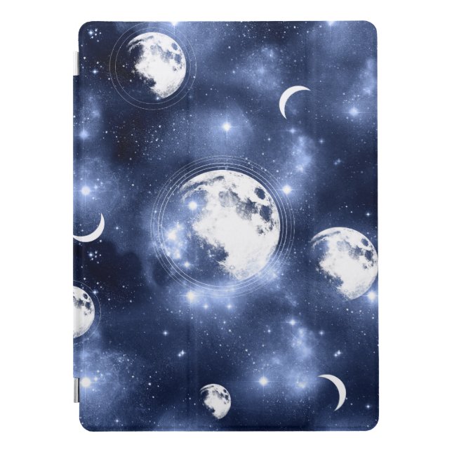 Moonlight Glow | Moon Phases in Sky Clouds iPad Pro Cover (Front)