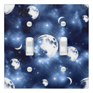 Moonlight Glow Moon Phases in Sky Clouds Light Switch Cover