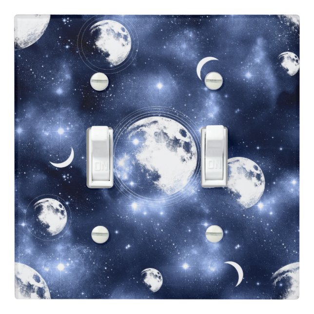Moonlight Glow | Moon Phases in Sky Clouds Light Switch Cover (In Situ)