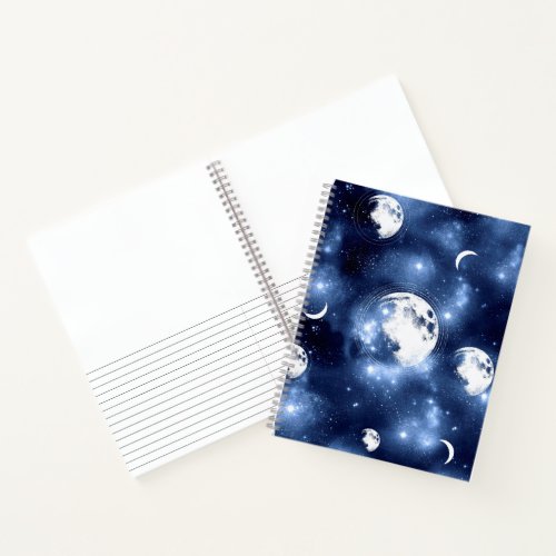 Moonlight Glow  Moon Phases in Sky Clouds Notebook