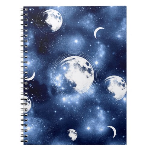 Moonlight Glow  Moon Phases in Sky Clouds Notebook