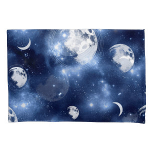 Moonlight Glow Moon Phases in Sky Clouds Pillow Case