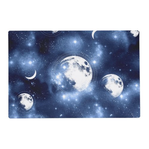Moonlight Glow  Moon Phases in Sky Clouds Placemat