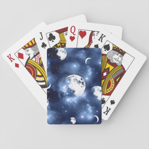 Moonlight Glow  Moon Phases in Sky Clouds Playing Cards