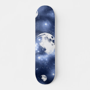Moonlight Glow Moon Phases in Sky Clouds Skateboard