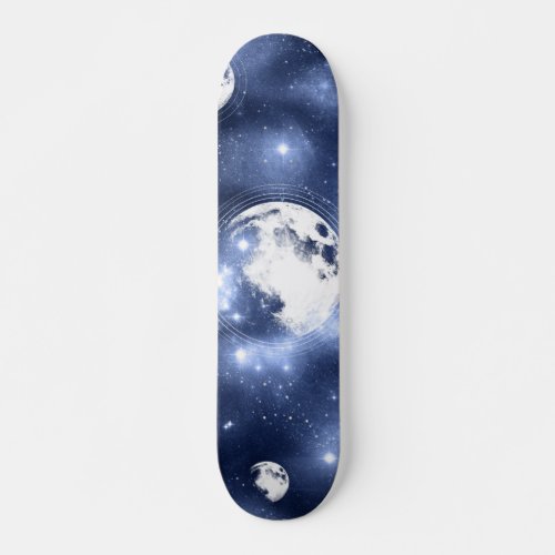 Moonlight Glow  Moon Phases in Sky Clouds Skateboard