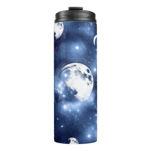 Moonlight Glow  Moon Phases in Sky Clouds Thermal Tumbler