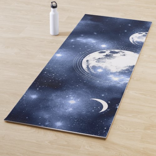 Moonlight Glow  Moon Phases in Sky Clouds Yoga Mat