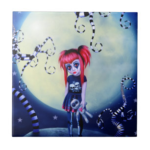 Moonlight Goth Doll Ceramic Tile