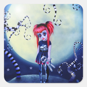 Moonlight Goth Doll Square Sticker