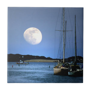 Moonlight Harbor Art Tile