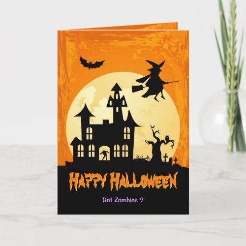 Moonlight Haunted House in Graveyard Card