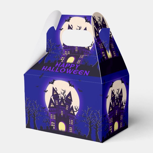 Moonlight Haunted Mansion Gable Favor Boxes (Front Side)