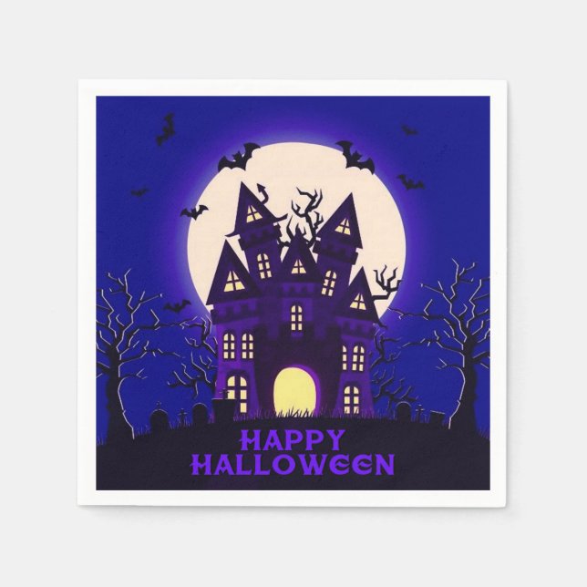 Moonlight Haunted Mansion Napkins (Front)