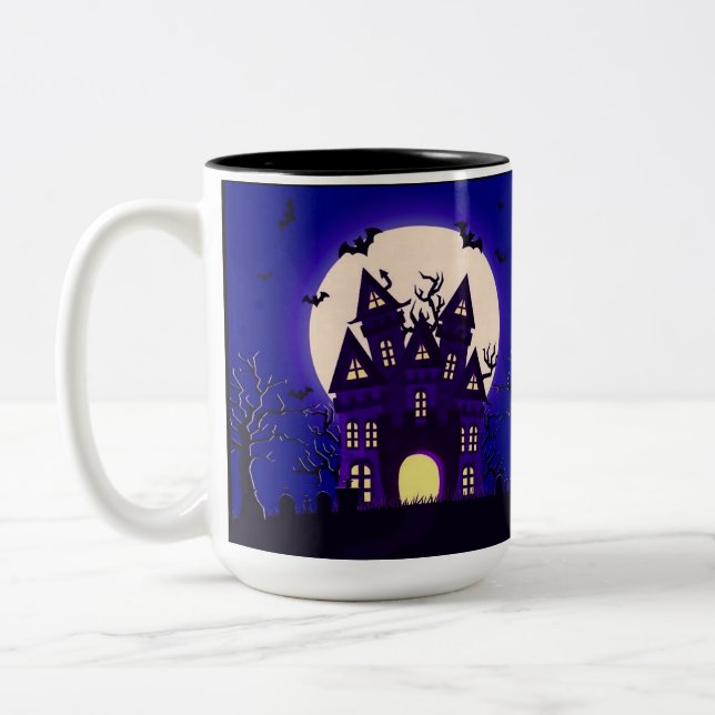 Moonlight Haunted Mansion Two-Tone Coffee Mug (Left)