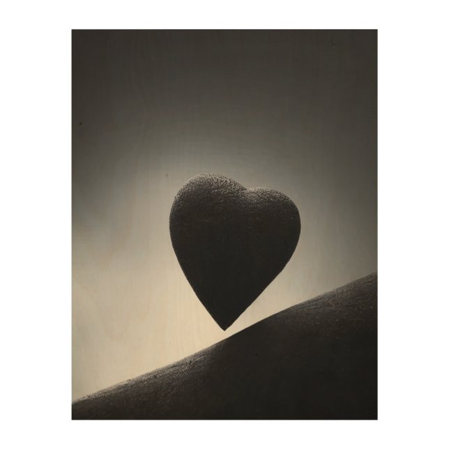 Moonlight Heart Shape Night Sky Wood Wall Art (Front)