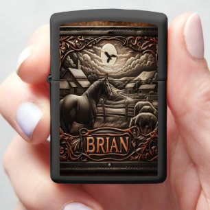 Moonlight Horse & Farm Zippo Lighter