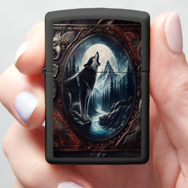 Moonlight Howl Zippo Lighter (In Hand)