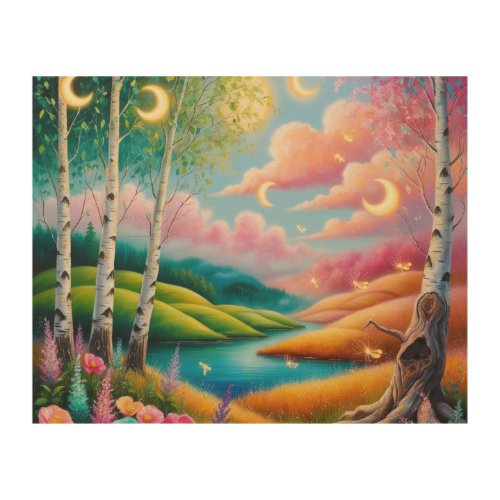 Moonlight In The Forest Wood Wall Art