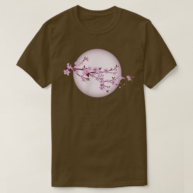 Moonlight Japanese Sakura Cherry Blossom  T-Shirt (Design Front)