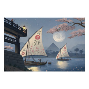 Moonlight Journey: Floral Sails Poster