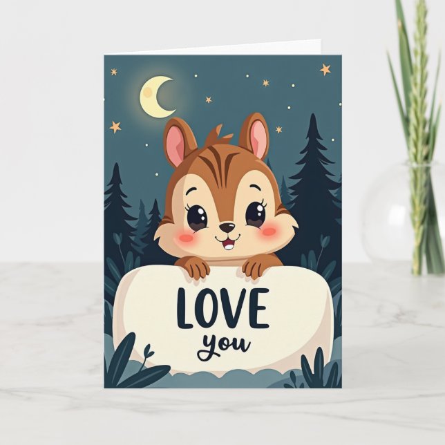 Moonlight Love You Chipmunk Card (Front)