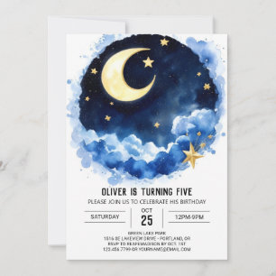 Moonlight Magic Kids Space Birthday Invitation